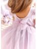 Purple Satin Tulle Corset Back Short Flower Girl Dress
